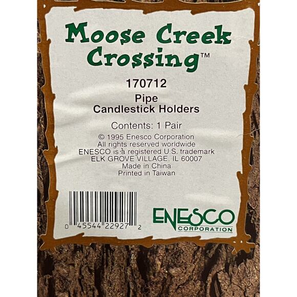 (1) Pair Enesco Moose Creek Crossing Pipe Candlestick Holders 1995 #170712 - Picture 12 of 12